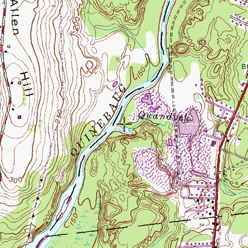 Topographic Map of Quandock Brook, CT