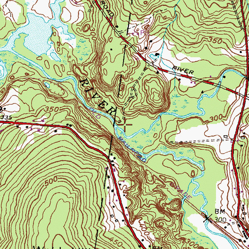 Topographic Map of Quanduck Brook, CT
