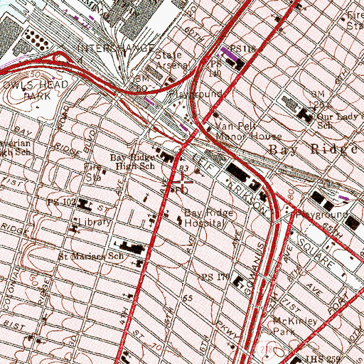 Topographic Map of Fourth Avenue Presbyterian Church, NY