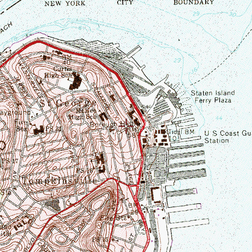 Topographic Map of Saint George Building, NY