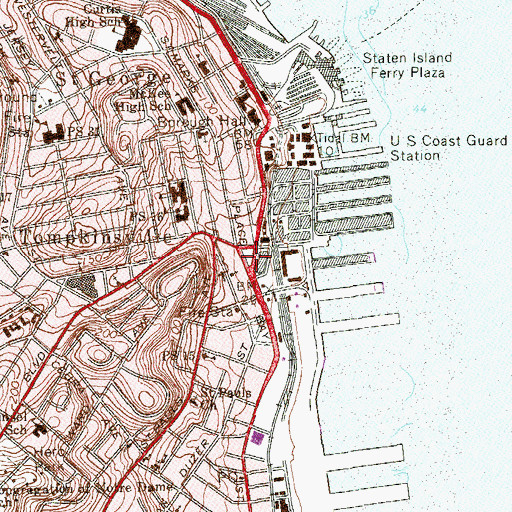 Topographic Map of Tompkinsville Square, NY
