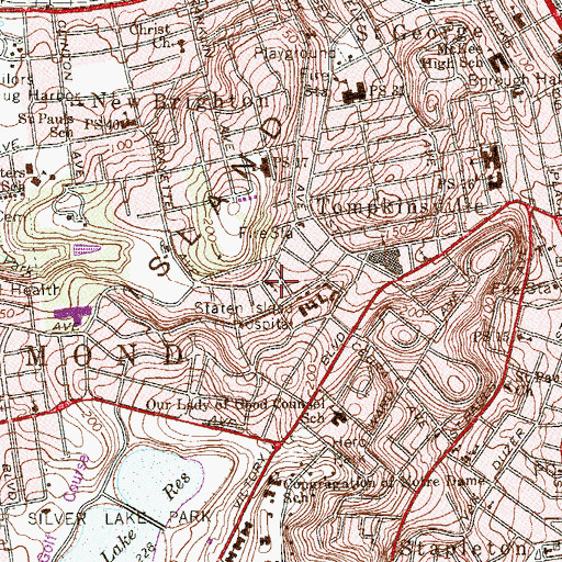 Topographic Map of Church of the Assumption, NY