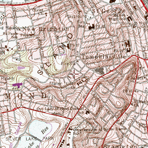 Topographic Map of Church of the Assumption Parochial School, NY