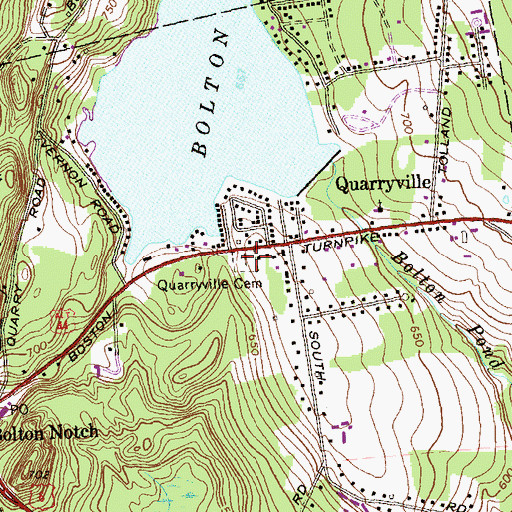 Topographic Map of Quarryville Cemetery, CT