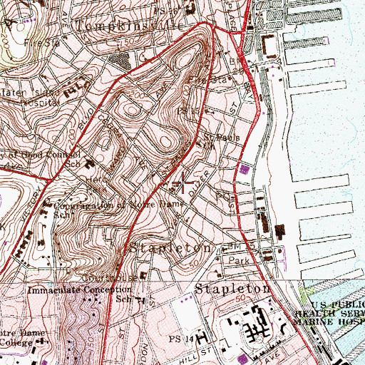 Topographic Map of Saint Frances High School, NY