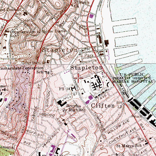 Topographic Map of Stapleton Union African Methodist Episcopal Church, NY