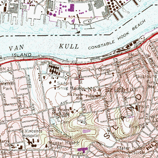 Topographic Map of Unitarian Church of Staten Island, NY