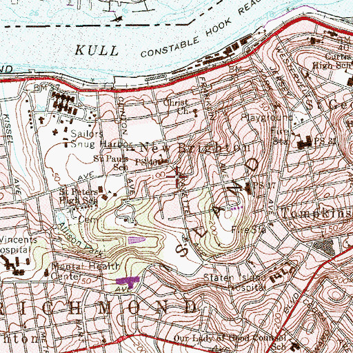Topographic Map of New Brighton Nursing Home, NY
