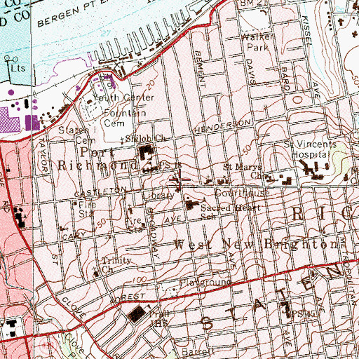 Topographic Map of Sacred Heart Roman Catholic Church, NY