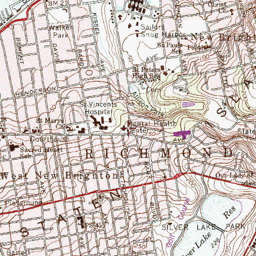 Topographic Map of Staten Island Mental Health Center, NY