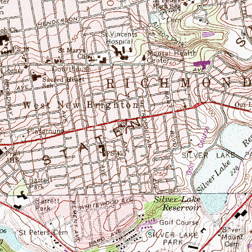 Topographic Map of Our Saviors Lutheran Church, NY