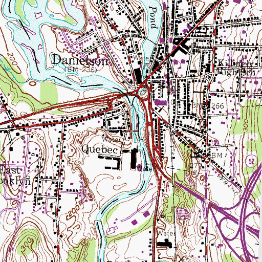 Topographic Map of Quebec, CT