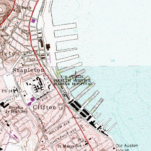Topographic Map of Pier 17 (historical), NY