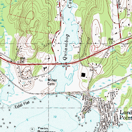 Topographic Map of Quiambog Cove, CT