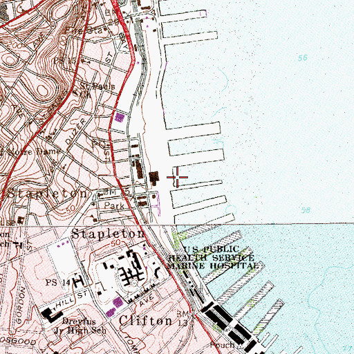 Topographic Map of Naval Station New York (historical), NY