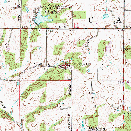 Topographic Map of Saint Paul United Church of Christ Cemetery, IN