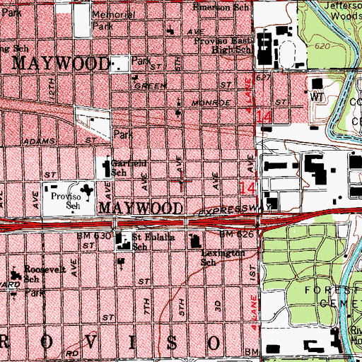 Topographic Map of Plymouth Congregational Church, IL
