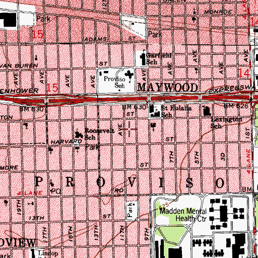 Topographic Map of Shekinah Glory Full Gospel Church, IL