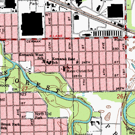 Topographic Map of Mater Christi Church, IL
