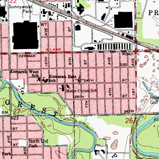 Topographic Map of North Riverside Community Church, IL
