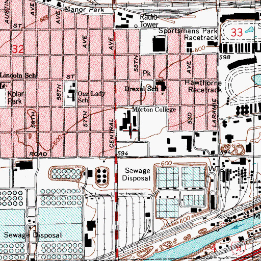 Topographic Map of Henry J Vals Gymnasium, IL