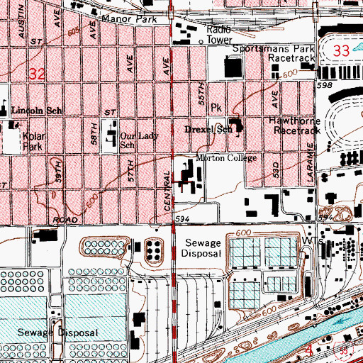 Topographic Map of Jedlica Performing Arts Center, IL