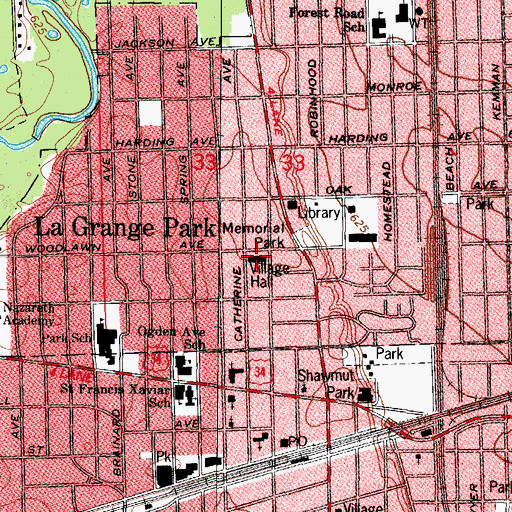 Topographic Map of La Grange Park Police Department, IL