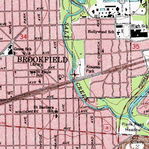 Topographic Map of Brookfield Police Department, IL