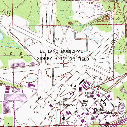 Topographic Map of Naval Air Station DeLand (historical), FL