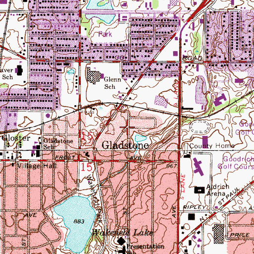 Topographic Map of Gladstone Post Office (historical), MN