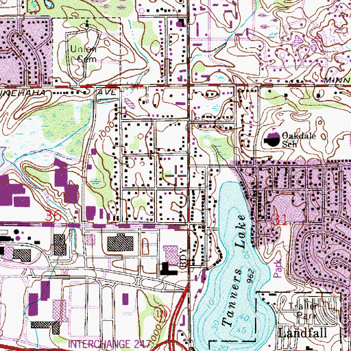 Topographic Map of Lions Park, MN