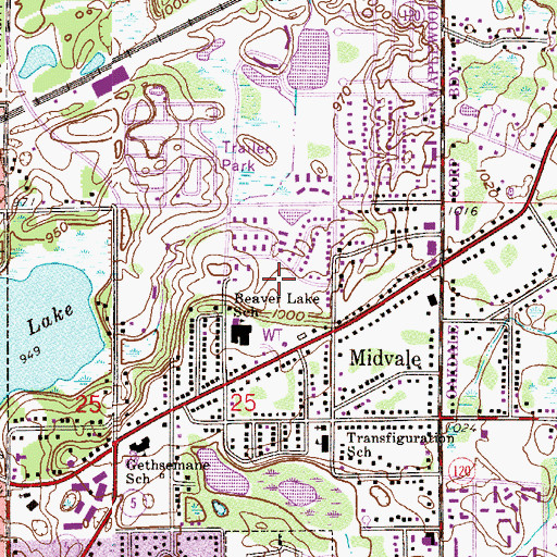 Topographic Map of Geranium Park, MN