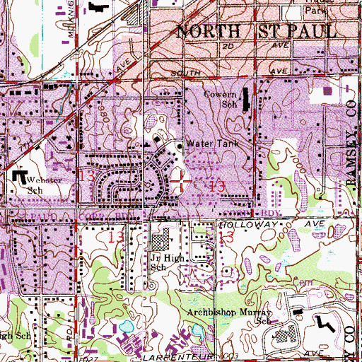 Topographic Map of Northwood Park, MN