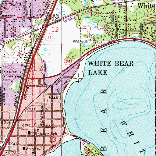 Topographic Map of White Bear Beach Park, MN