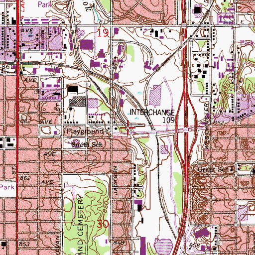 Topographic Map of Sylvan Recreational Area, MN