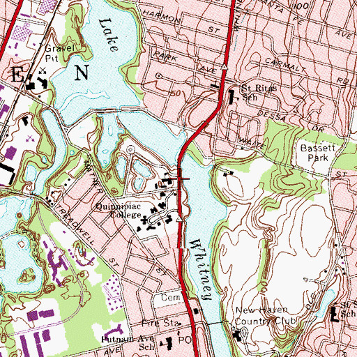 Topographic Map of Quinnipiac College, CT
