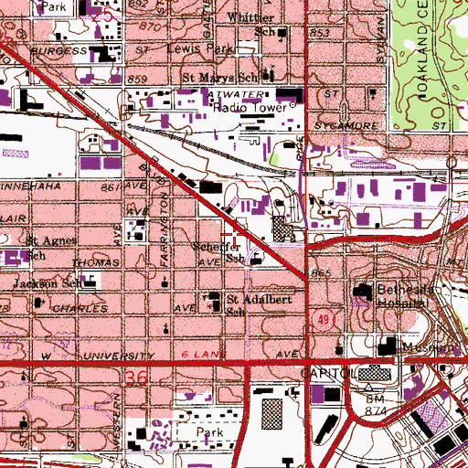 Topographic Map of Scheffer Playground, MN