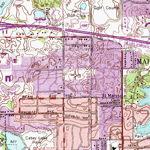 Topographic Map of Playcrest Park, MN