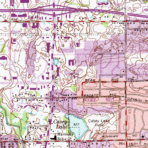Topographic Map of Maple Heights Park, MN