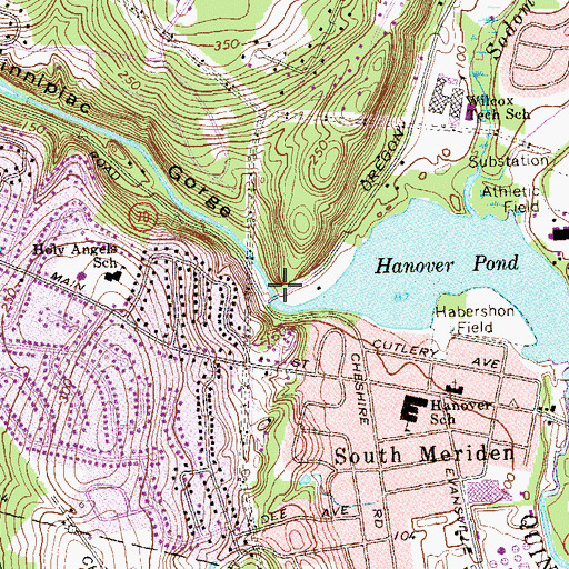 Topographic Map of Quinnipiac Gorge, CT