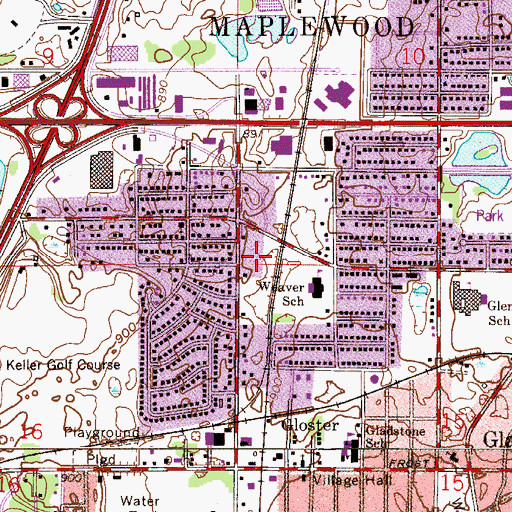 Topographic Map of Gladstone Park, MN