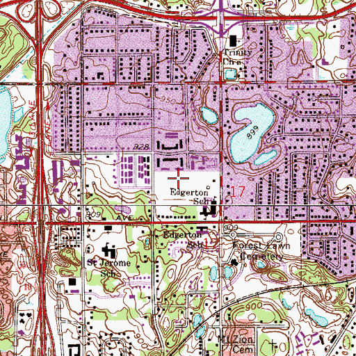 Topographic Map of Edgerton Park, MN