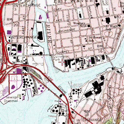 Topographic Map of Quinnipiac Park, CT