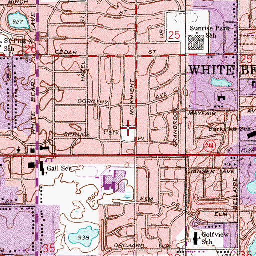 Topographic Map of Spruce Park, MN