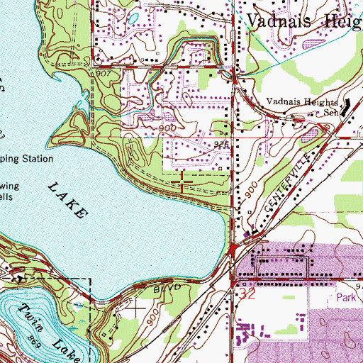 Topographic Map of Oak Creek Park, MN