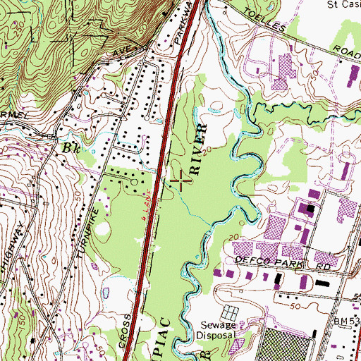 Topographic Map of Quinnipiac River State Park, CT