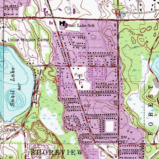 Topographic Map of Sitzer Park, MN