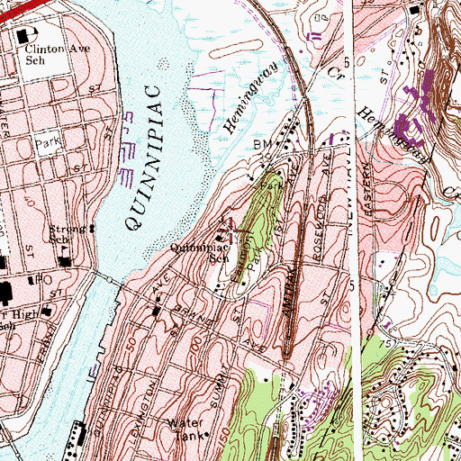 Topographic Map of Quinnipiac School, CT