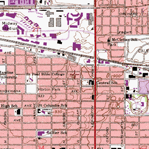 Topographic Map of Griggs Playground, MN