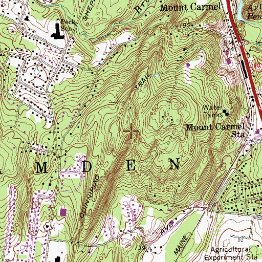 Topographic Map of Quinnipiac Trail, CT